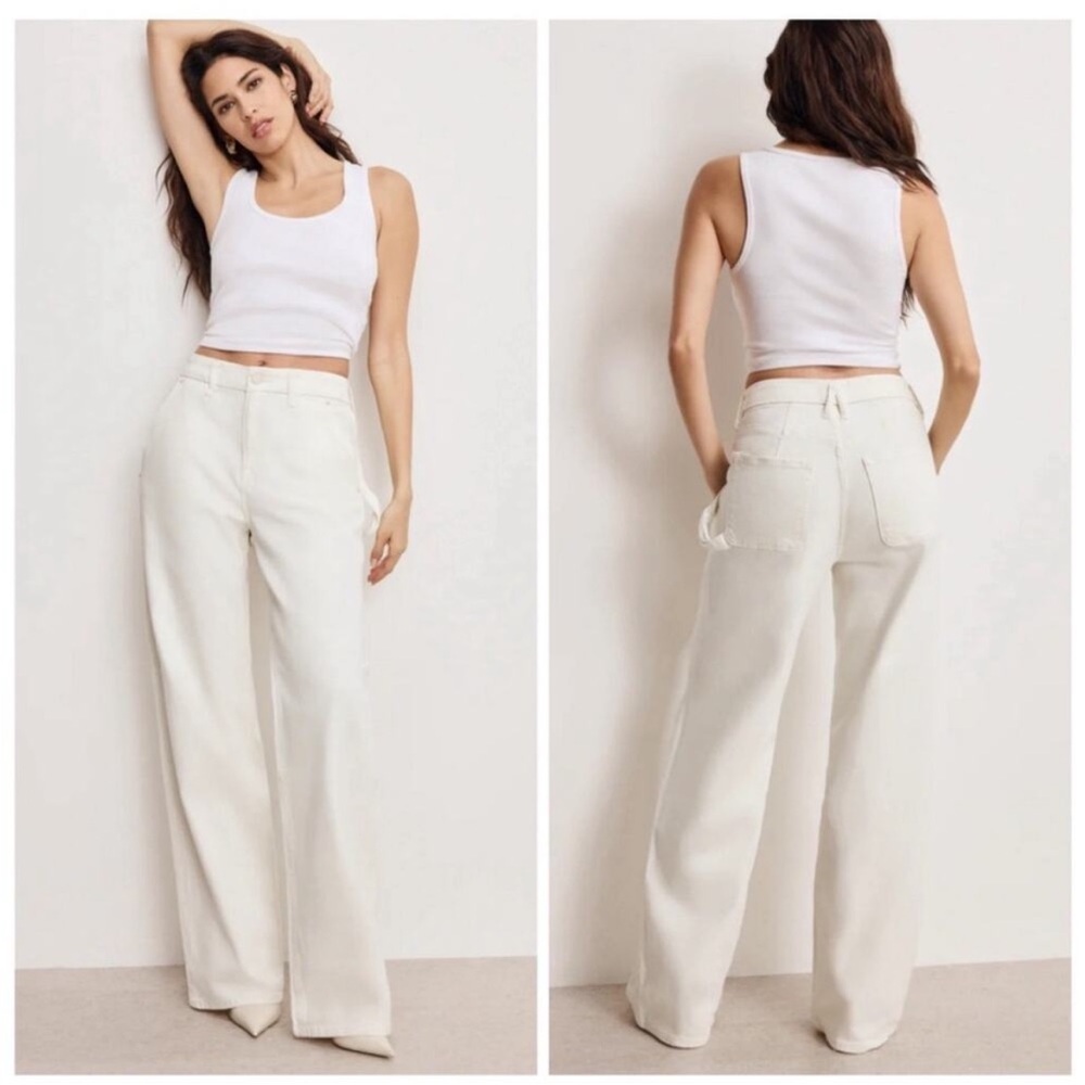 Good American “Good 90s Petite Carpenter” Jeans in White Cloud Womens size 6/28